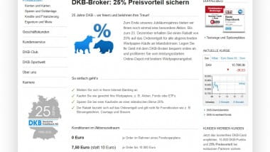 25% Rabatt auf Orderentgelte bei der DKB Bank möglich