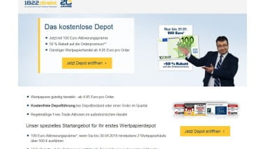 1822direkt mit 100 Euro Aktivierungsprämie sowie 50% Rabatt auf Orderprovisionen