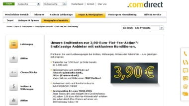 Comdirect wirbt mit 3,90 Euro Flat Fee und Smartphone Gewinnspiel