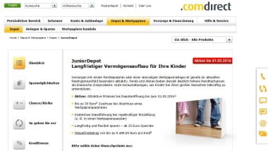 Comdirect bietet Junior Produkte mit Prämie an