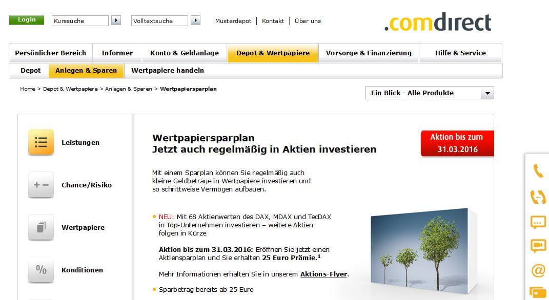 Comdirect Bank Bietet Kostenlos Wertpapierdepot Mit Sparplanen An Aktien Depot De
