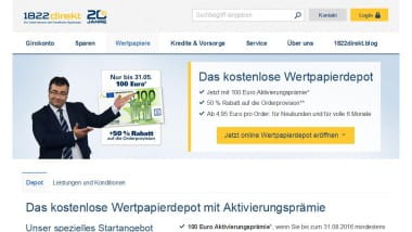 Bis 31. Mai: 1822direkt bietet 100€ Gutschrift und 50% Rabatt auf die Orderprovision