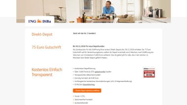 ING-DiBa bietet 75 Euro Gutschrift für Depot Neukunden nach Aktion