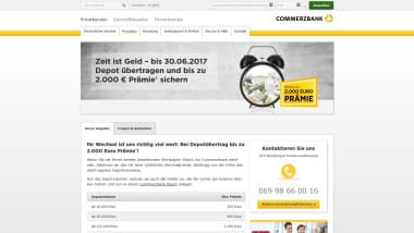 Commerzbank lockt Neukunden mit Wechselprämie zum Depot – bis 30. Juni 2017