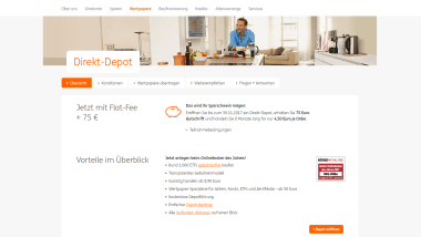 ING-DiBa bewirbt Direkt-Depot: 75 Euro Gutschrift und Flat-Fee für den Handel bis 30. November 2017